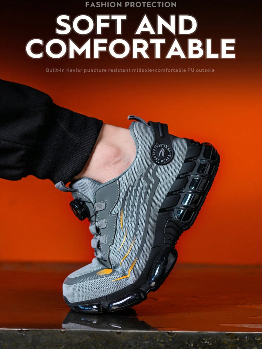 Men's Safety Shoes, Lightweight Breathable Anti-Smash Work Shoes