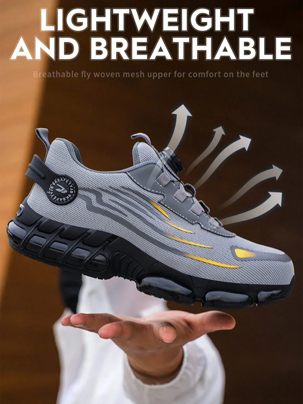 Men's Safety Shoes, Lightweight Breathable Anti-Smash Work Shoes