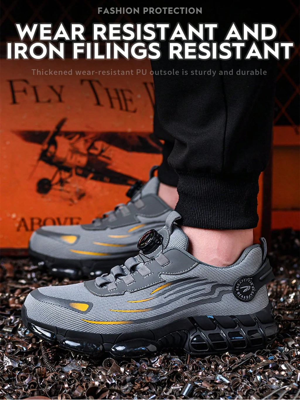 Men's Safety Shoes, Lightweight Breathable Anti-Smash Work Shoes
