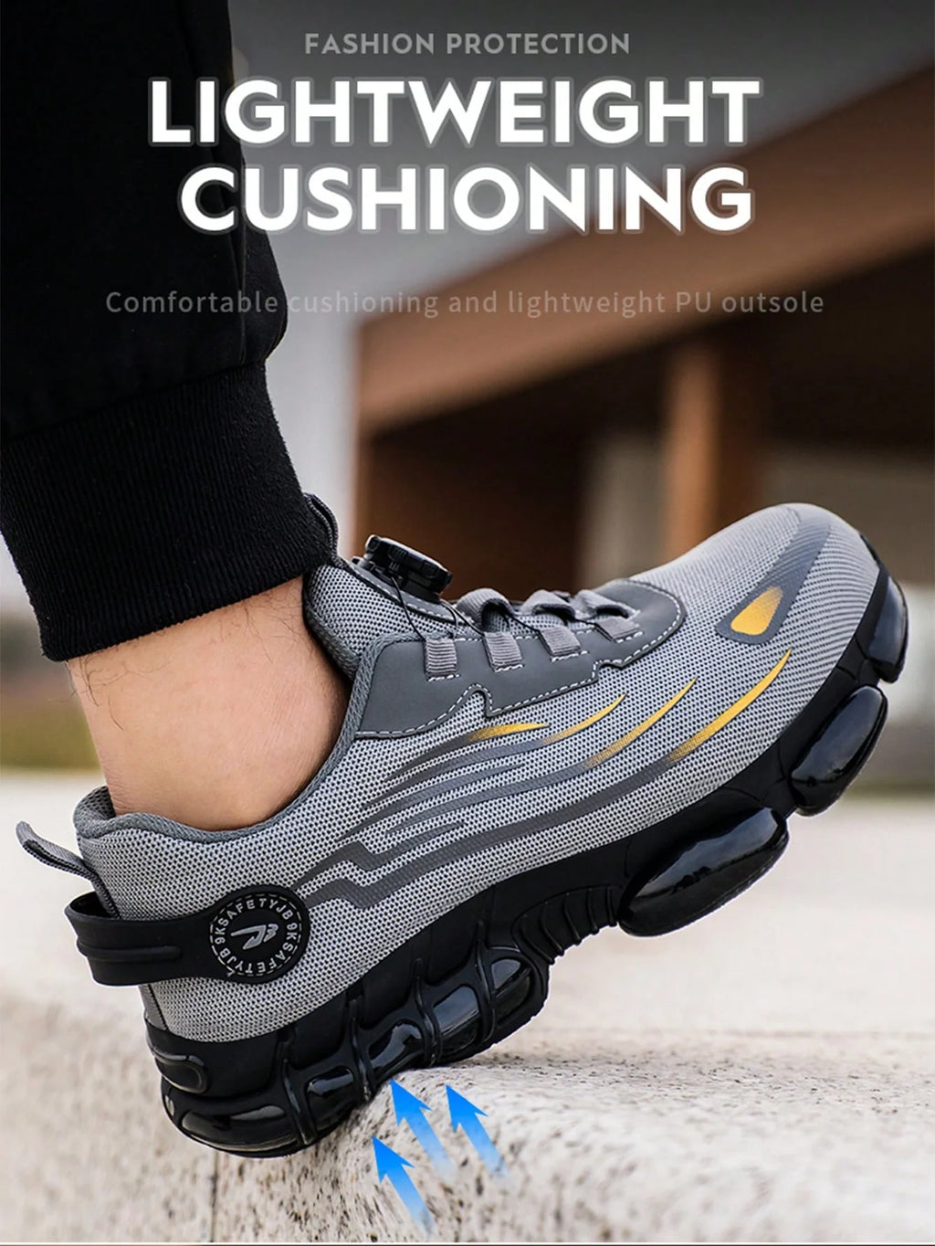 Men's Safety Shoes, Lightweight Breathable Anti-Smash Work Shoes