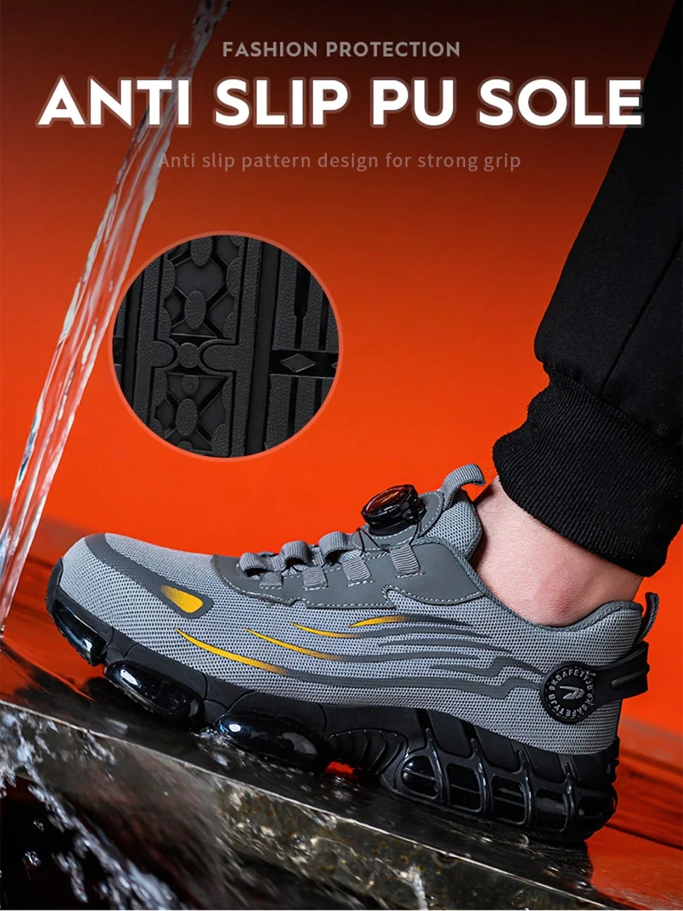 Men's Safety Shoes, Lightweight Breathable Anti-Smash Work Shoes