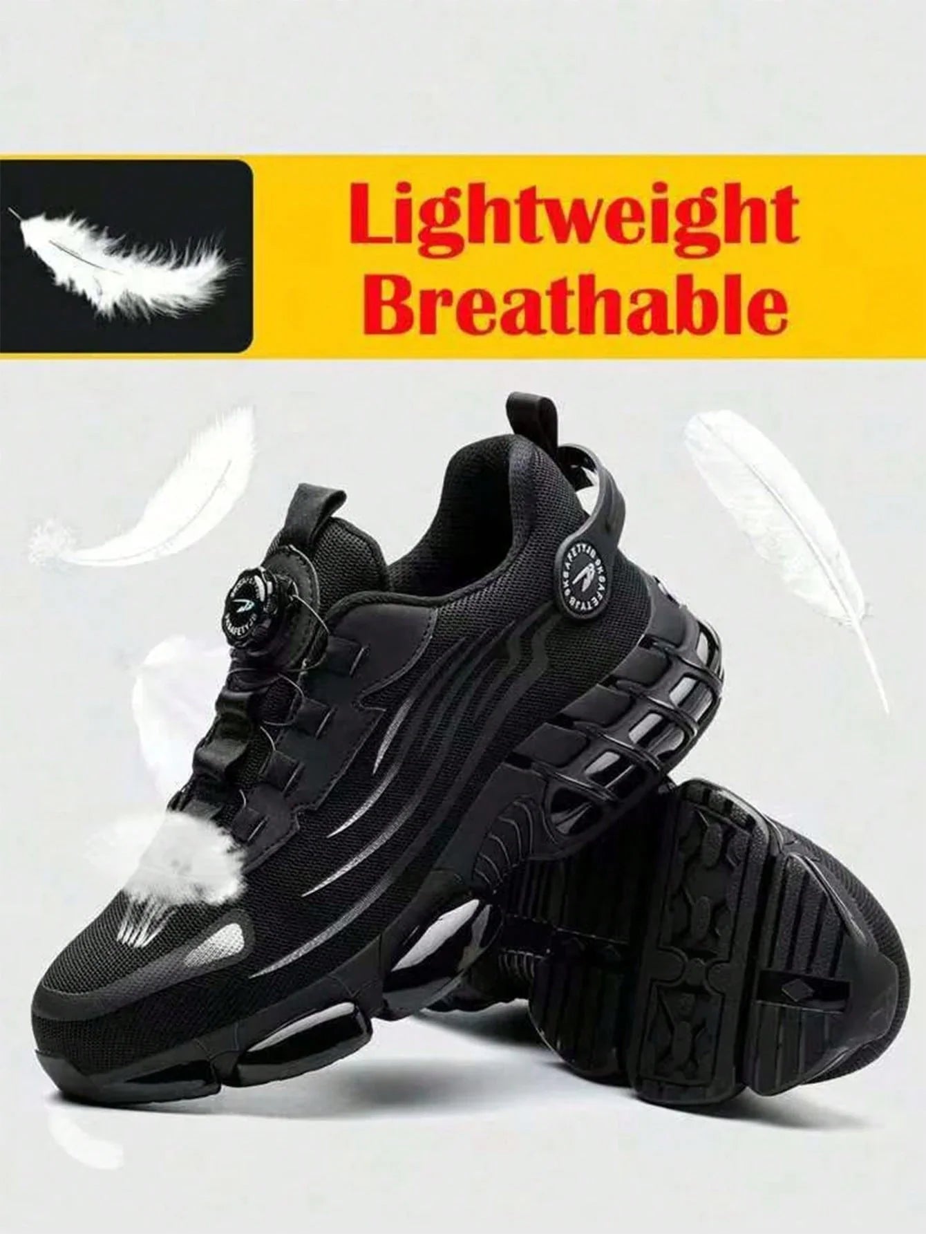 Men's Safety Shoes, Lightweight Breathable Anti-Smash Work Shoes