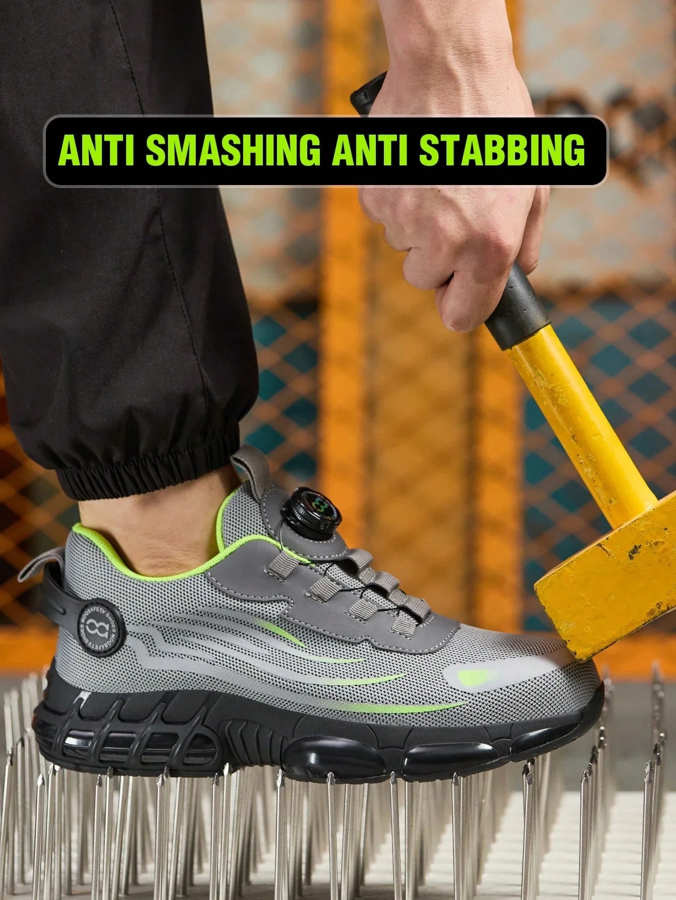 Men's Safety Shoes, Lightweight Breathable Anti-Smash Work Shoes