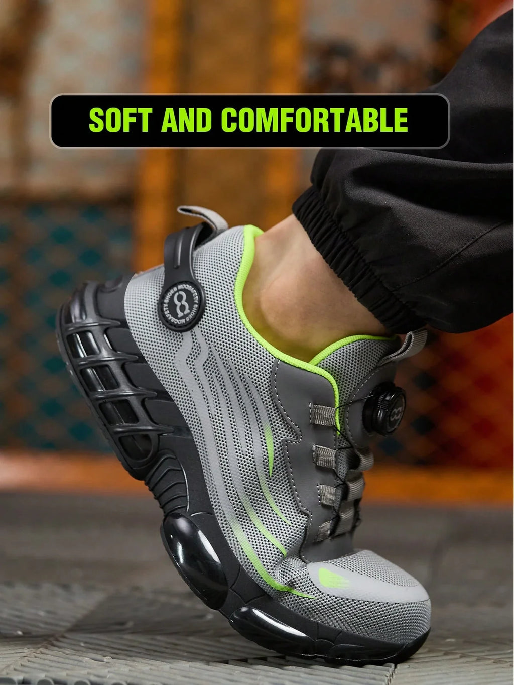 Men's Safety Shoes, Lightweight Breathable Anti-Smash Work Shoes