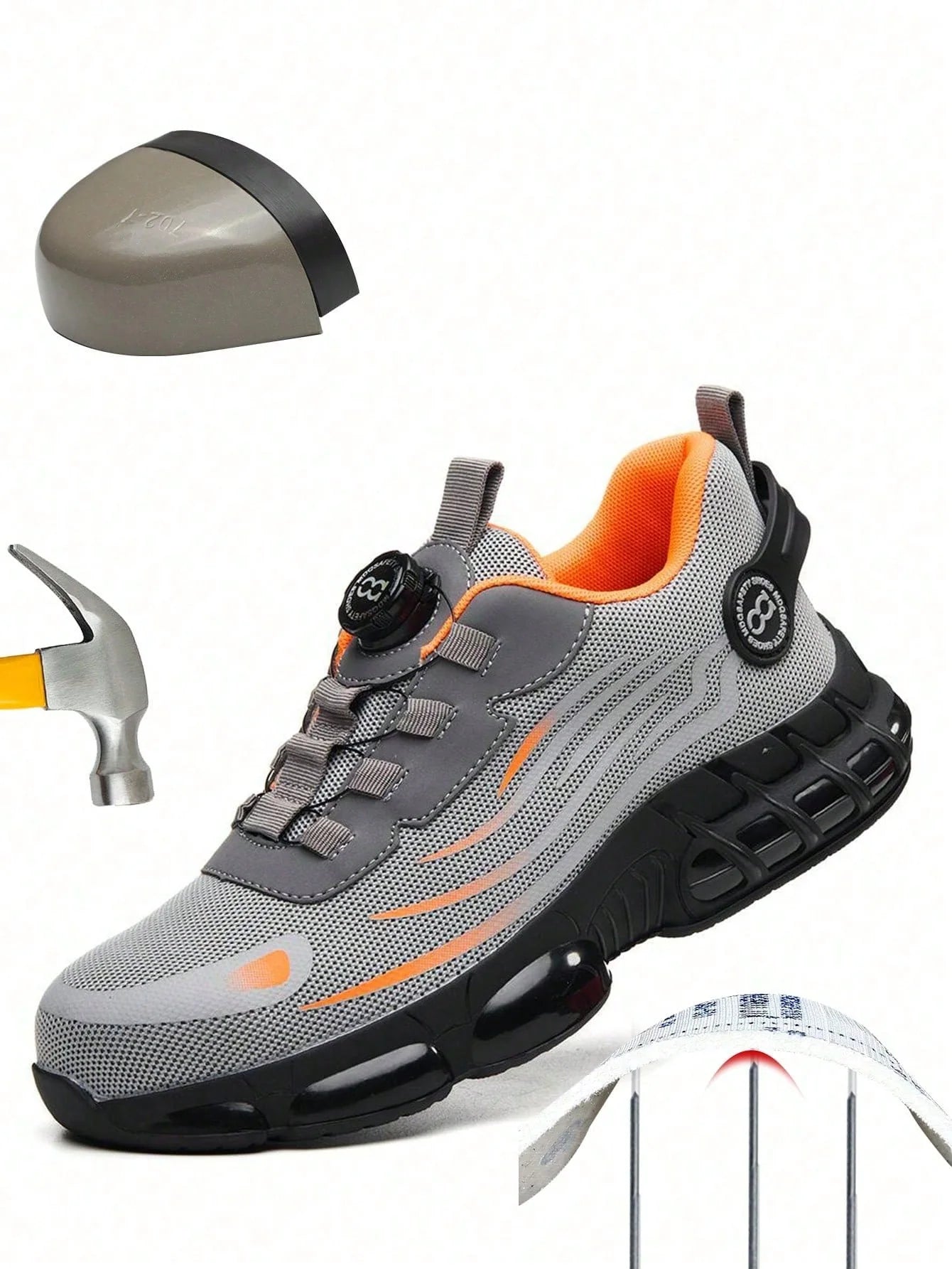 Men's Safety Shoes, Lightweight Breathable Anti-Smash Work Shoes