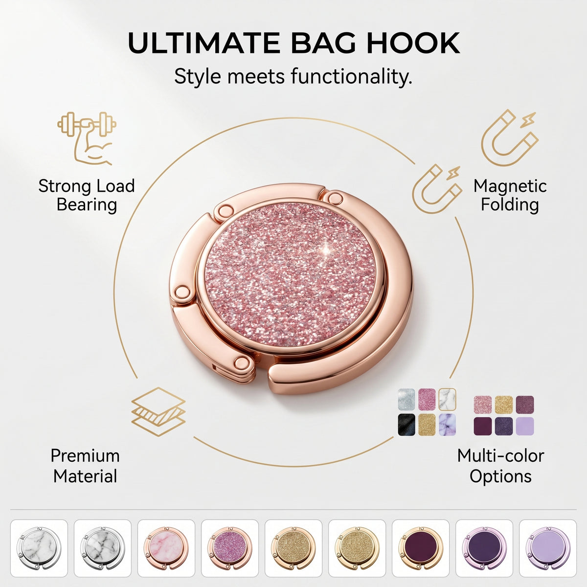 🔥Buy 2 Get 1 Free Luxury Portable Folding Bag Hook - Protect Your Bag with Elegance