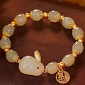 New Chinese Style Jade Rabbit Bracelet – Gold-plated Hetian Jade and Agate Lucky Bracelet